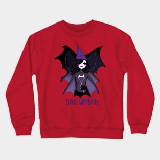 Halloween Bat Witch with Text Crewneck Sweatshirt